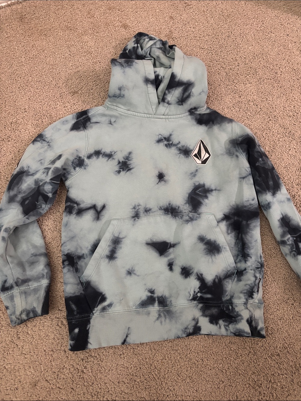 Volcom Kids Tie-Dye Hooded Sweatshirt - Light Blue & Black
